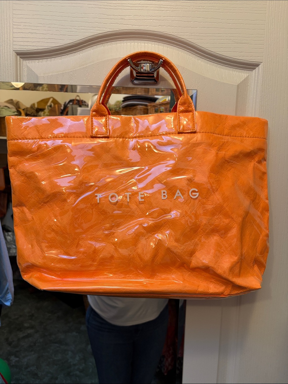 Orange Tote Bag - Glossy Vinyl Women's Tote